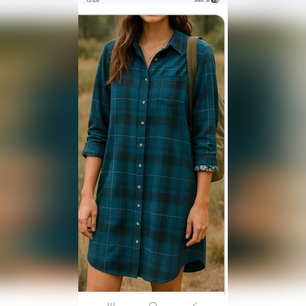 J. Jill Navy Plaid Button-Down Shirt